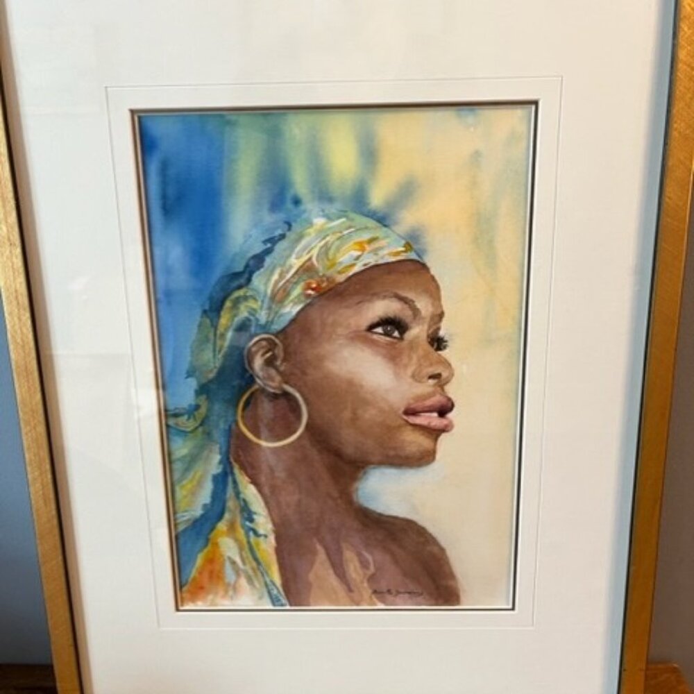 Original artist signed watercolor Pierrette Desrochers Canadian artist